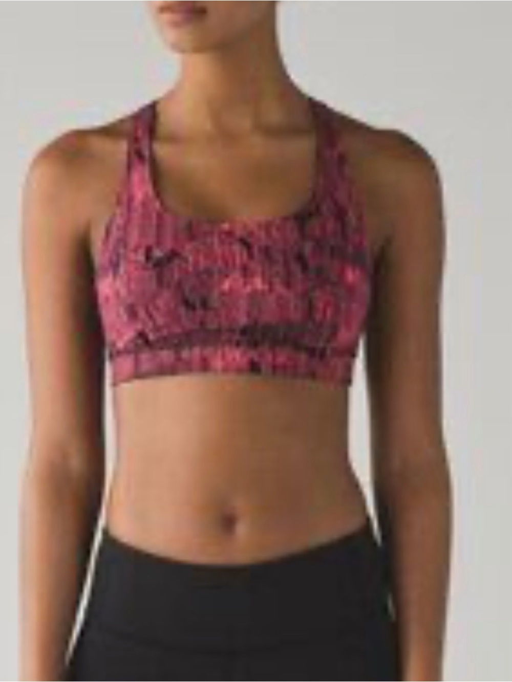 Lululemon Energy Bra Downpour Electric Coral Black Pink Sport Bra Size 10